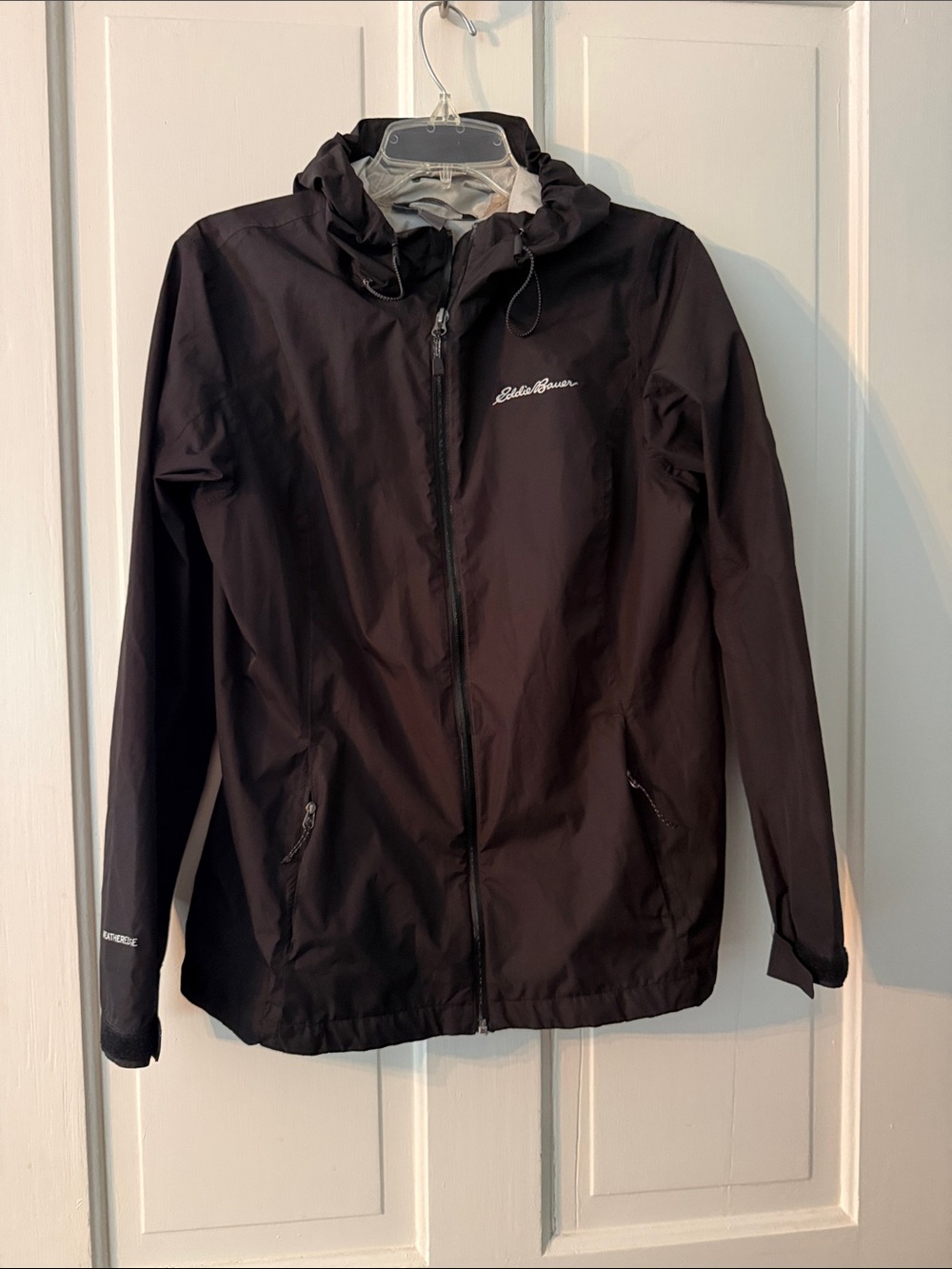 Eddie Bauer Black Hooded Rain Jacket / windbreaker